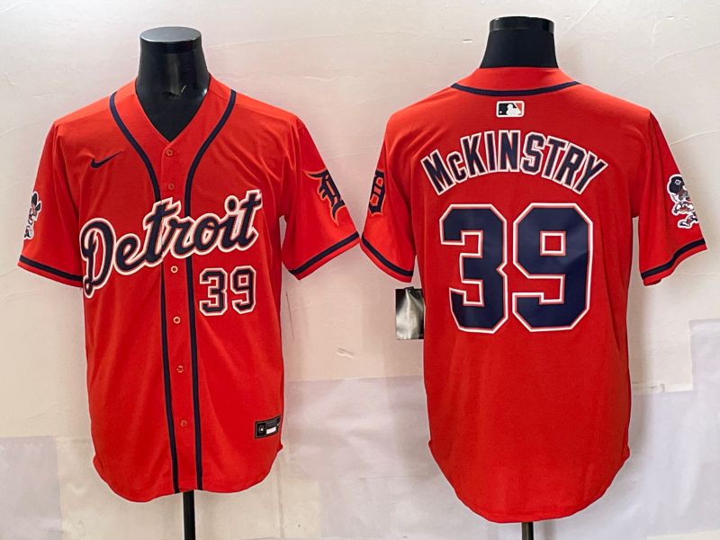 Men 2025 Detroit Tigers 39 Mckinstry Orange Nike MLB Jersey style 04